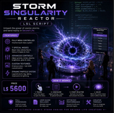 ⚡STORM SINGULARITY REACTOR LSL Script for Second Life – Advanced Menu-Controlled Black Hole, Thunder & Particle Effects