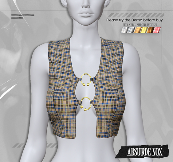 Absurde Nox - Punk Plaid Vest - Brown