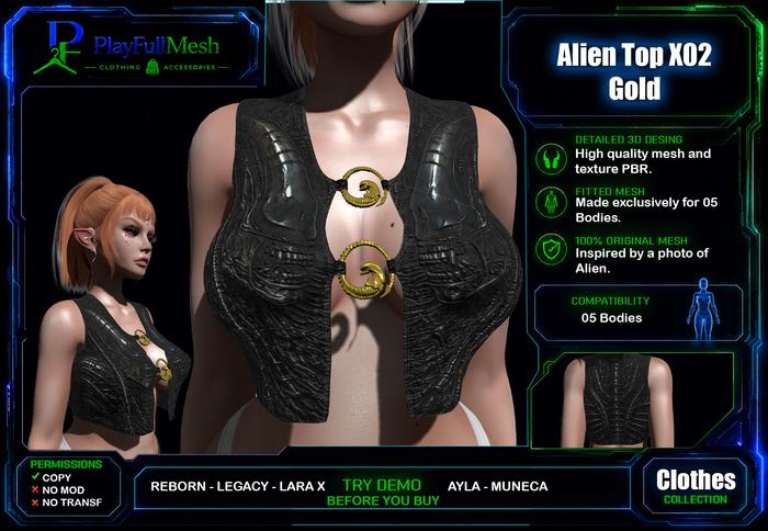 **Alien Top X02(GOLD)*PlayFullMesh**