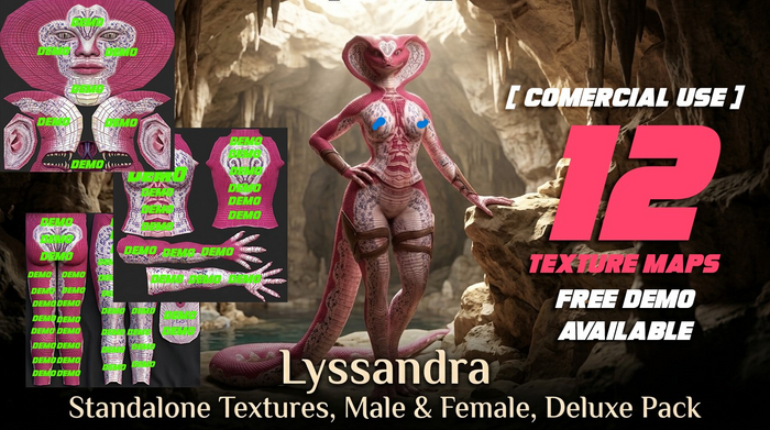 [FULL PERM] Master-Grade Lyssandra Furry Base Texture Kit - Male & Female (12 Realistic Maps)