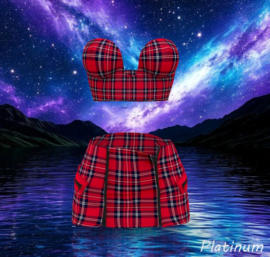 REBORN Outfit Plaid Red Zipper Skirt