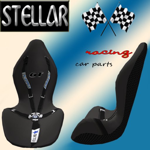 Charcoal grey/black Leather look car seat with 5 point racing harness Racing seat by Stellar