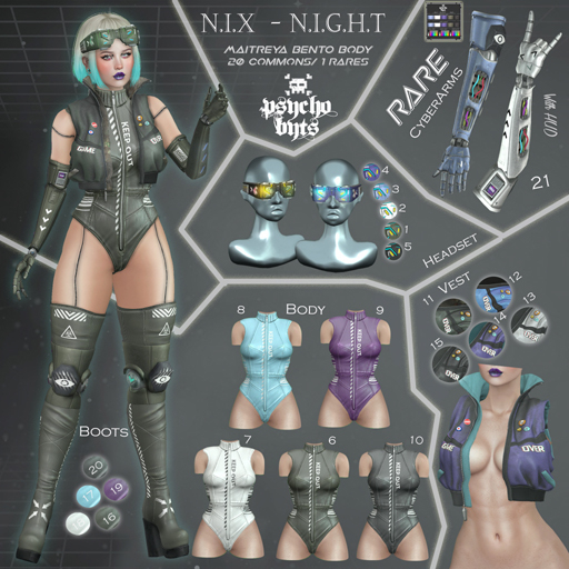 3 .{PSYCHO:Byts}. N.i.x  - N.i.g.h.t - Headset Blue BOX