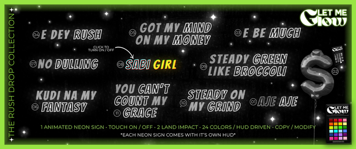 LET ME GLOW TRD 08 - SABI GIRL NEON SIGN