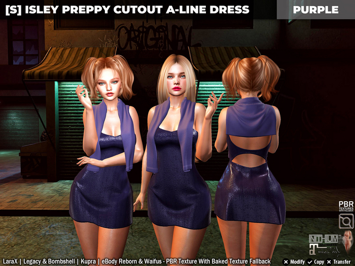 [S] Isley Preppy Cutout A-Line Dress Purple