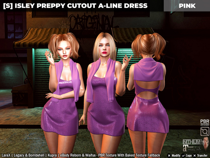 [S] Isley Preppy Cutout A-Line Dress Pink