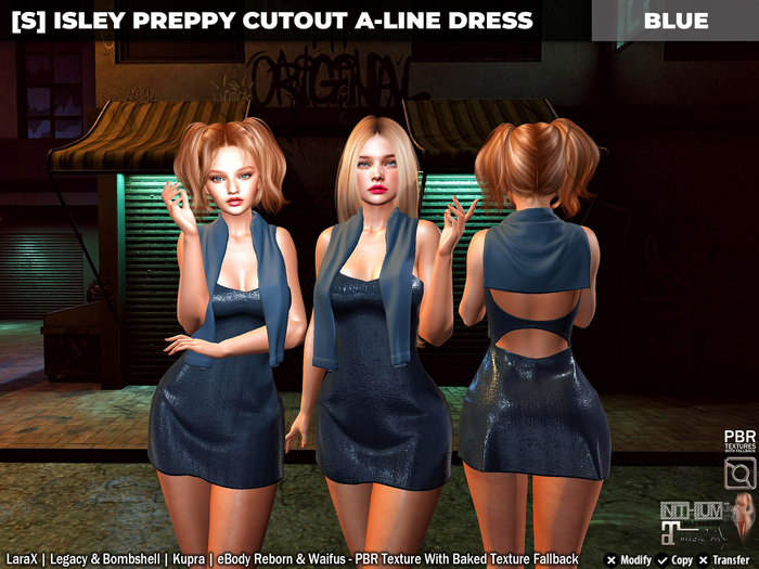 [S] Isley Preppy Cutout A-Line Dress Blue