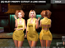 [S] Isley Preppy Cutout A-Line Dress Gold