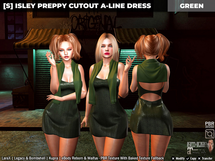 [S] Isley Preppy Cutout A-Line Dress Green