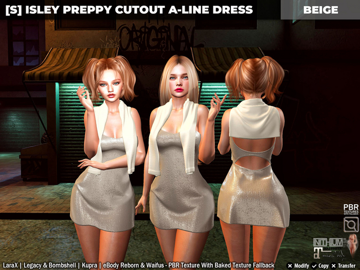[S] Isley Preppy Cutout A-Line Dress Beige