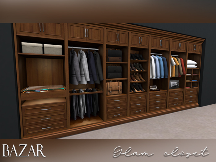~BAZAR~Glam-Closet MALE Full Pack  | Low LI | Modular set | Mesh Furniture