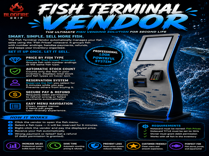Second Life Marketplace - Fish Terminal Vendor (by Eris)non copy unpack