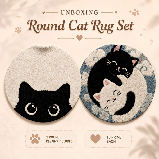 UNBOXING Round Cat Rug Set