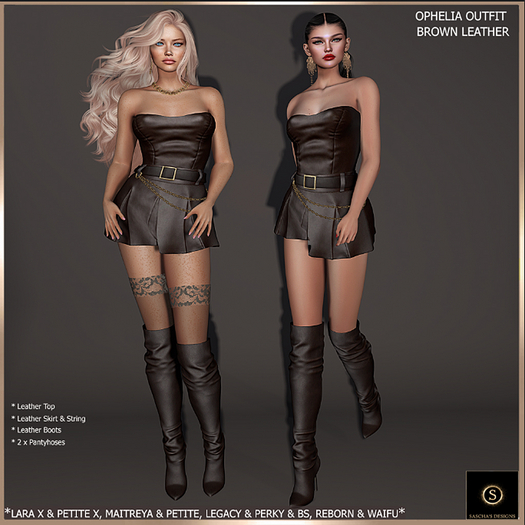 SAS - Ophelia Brown Leather Outfit (LaraX & MB)  