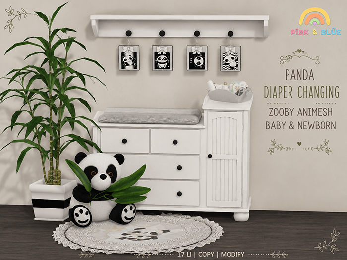 Diaper Changing Panda Zooby Animesh {Pink&Blue}