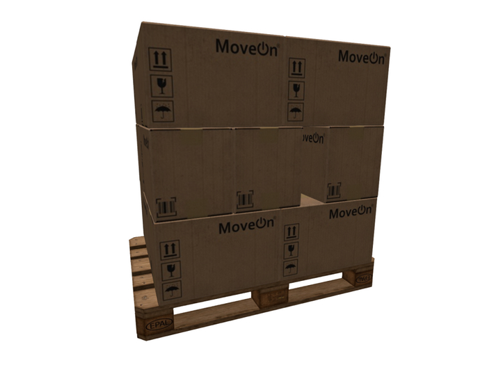 pallet with cardboard boxes
