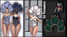 *BRILLANCIA -Set Viscountess Venetian Mask /  green