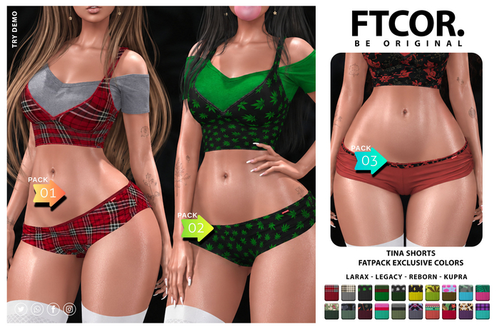 :::FTCOR:::TINA_SHORTS::: PACK 3