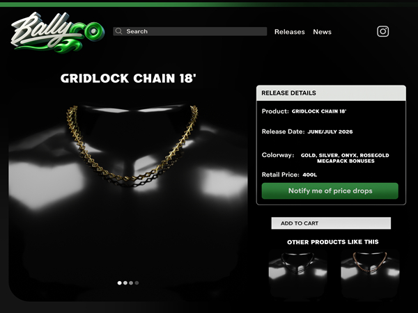 'BALLYCO' Gridlock Chain 18' Gold