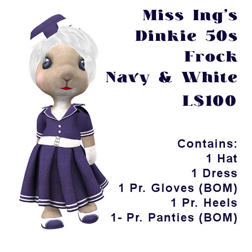 Miss Ing's Dinkie 1950s Frock Navy and White