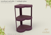 cedar. sweetheart end table // midnight plum