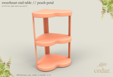 cedar. sweetheart end table // peach petal