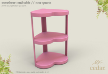cedar. sweetheart end table // rose quartz
