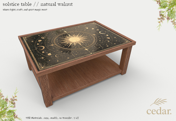 cedar. solstice table // natural walnut {Please Add}