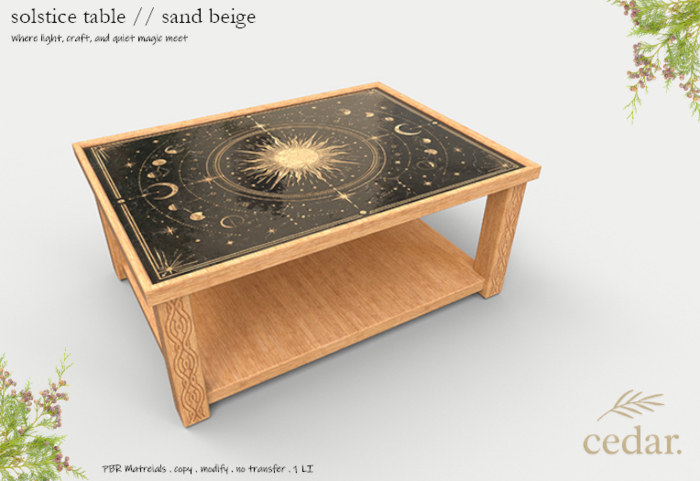 cedar. solstice table // sand beige {Please Add}