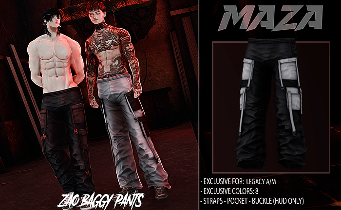 MAZA - ZAO BAGGY PANTS - BLACK
