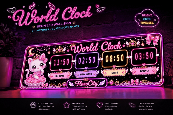 FlaroCity World Clock - Cat