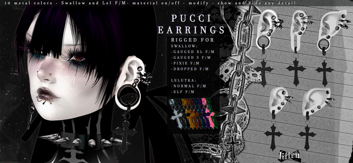 [Litten] Pucci Earrings Lelutka F/M
