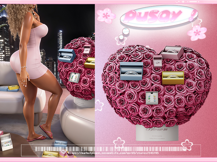 PUSAY "Diamante" Flowers - Pink