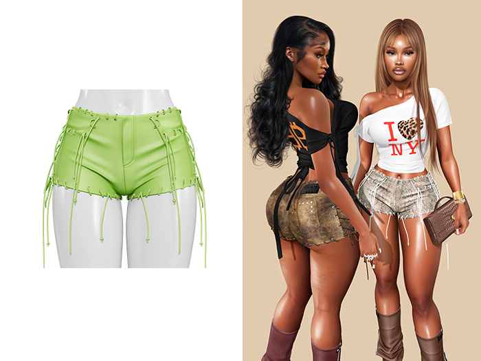 [Brior] Patti Lace Up Shorts - (Green)