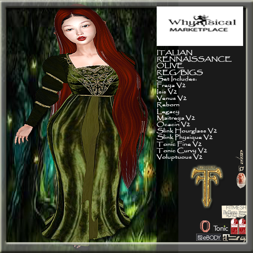 Italian Rennaissance Olive Gown FF2026 (BOXED)