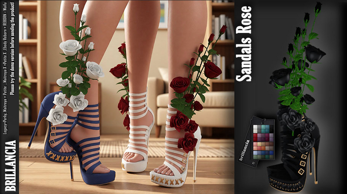 *BRILLANCIA: ROSE  SANDALS / black  /