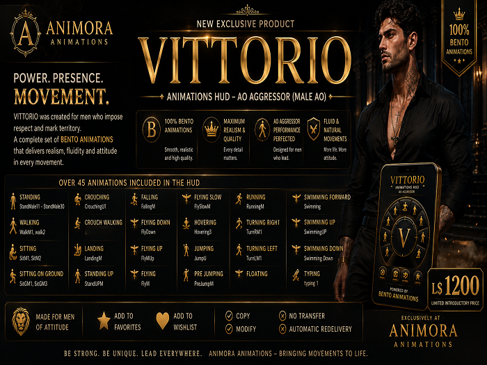 Second Life Marketplace - VITTORIO - Premium Male Bento AO HUD ...