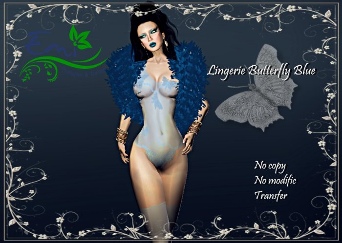 lingerie butterfly  blue