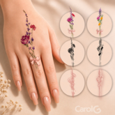 CAROLG. - Floral Hands tattoo - 2 designs + marks - all separat