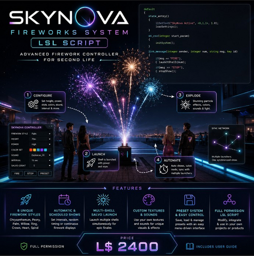 Second Life Marketplace - SkyNova Fireworks System Full Perm LSL Script ...