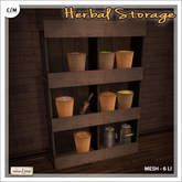 [V/W] Herbal Storage - Medieval Fantasy / Vintage Shelf with dried herbs baskets & other accessories