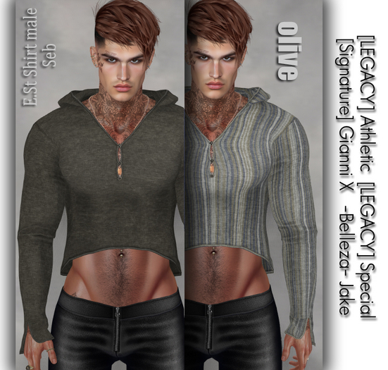 E.St Shirt male. Seb olive