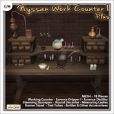 [V/W] Nyssan Work Counter I - Plus - Medieval Fantasy / Vintage Perfume & Essences counter w/ tools & accessories