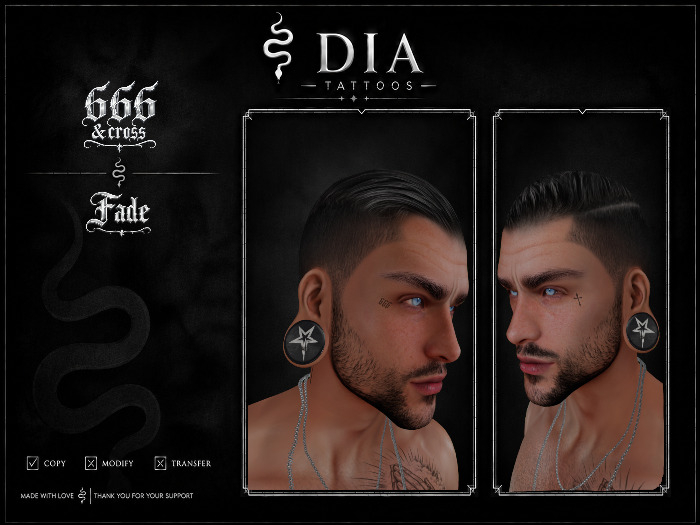 DIA - 666 & Cross Tattoo