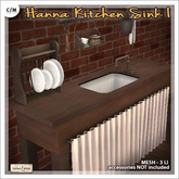 [V/W] Hanna Kitchen Sink I - Vintage Wooden Counter with Stone Basin, Pipe Faucet