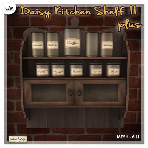 [V/W] Daisy Kitchen Shelf II PLUS - Vintage Country Hanged Shelf Cabinet with Jars
