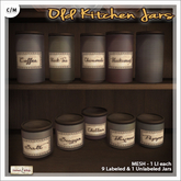 [V/W] Old Kitchen Jars - 9 Labeled & 1 Unlabeled Herbs & Spices Canisters