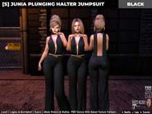 [S] Junia Plunging Halter Jumpsuit Black