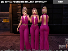 [S] Junia Plunging Halter Jumpsuit Pink