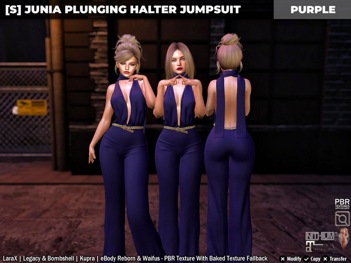 [S] Junia Plunging Halter Jumpsuit Purple